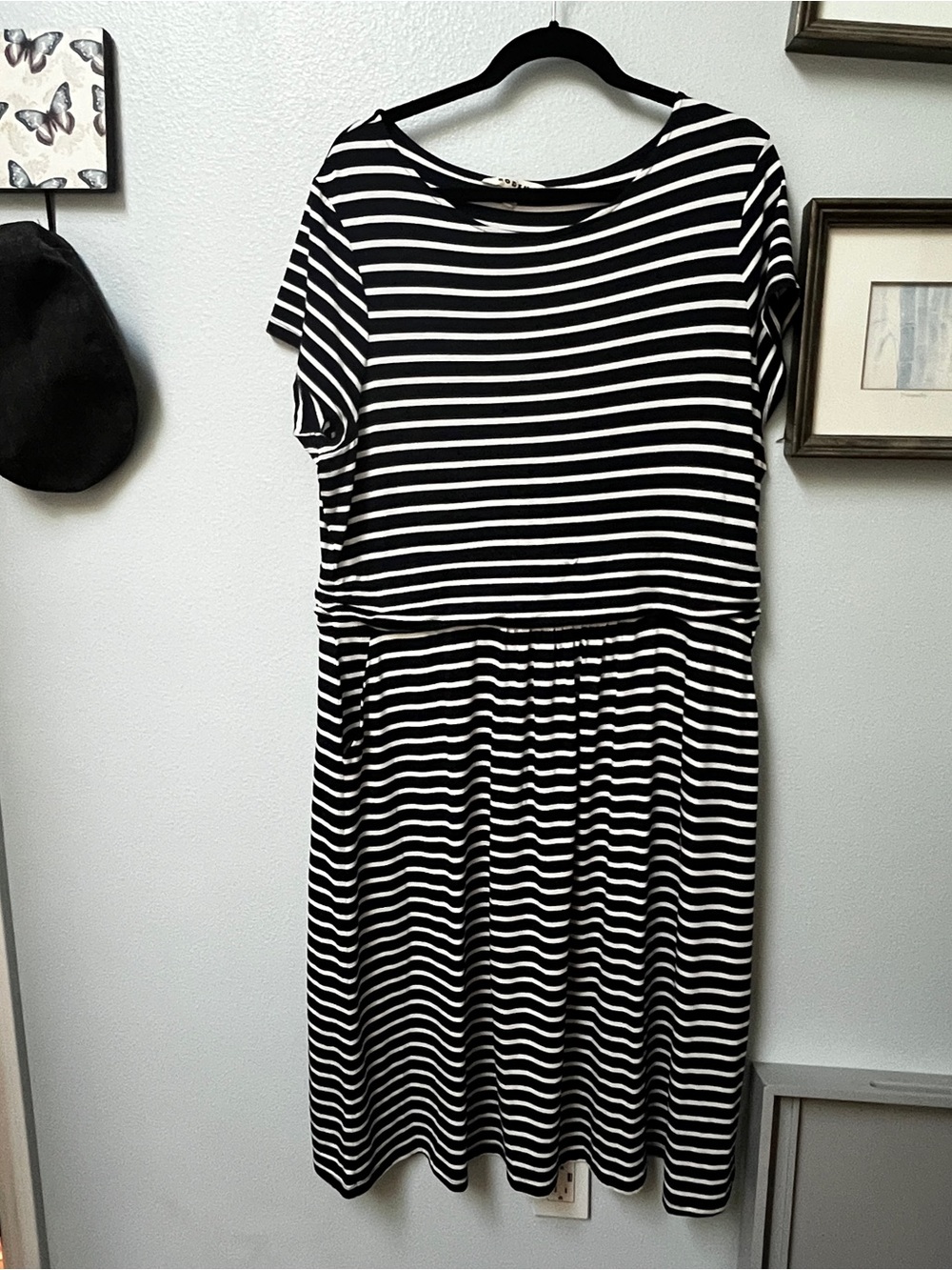 Boden Navy and White Striped Midi Dress 20/22